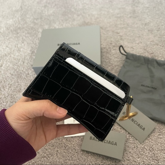 Balenciaga Croc Embossed Hourglass Card Case with Chain - Picture 3 of 6